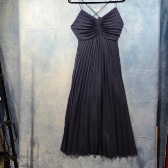 ASOS DESIGN Dresses & Skirts - ASOS DESIGN Navy Blue Pleated Maxi Dress Open Back Tie Detail US 10 Wedding Gues